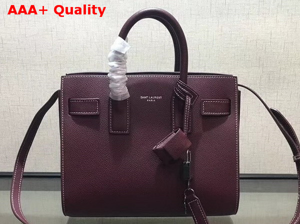 Saint Laurent Baby Sac De Jour Souple Bag in Oxblood Grained Leather Replica