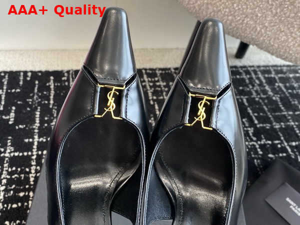 Saint Laurent Babylone Breteuil Slingback Pumps in Smooth Leather Black Replica