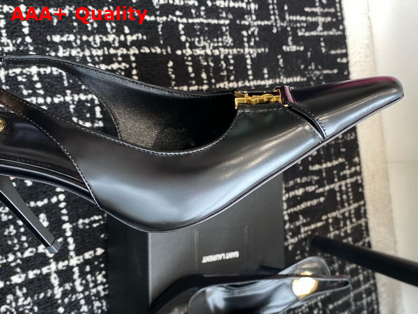 Saint Laurent Babylone Breteuil Slingback Pumps in Smooth Leather Black Replica