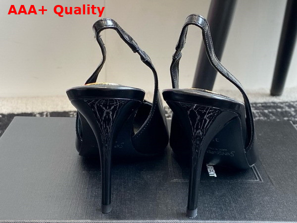 Saint Laurent Babylone Breteuil Slingback Pumps in Smooth Leather Black Replica