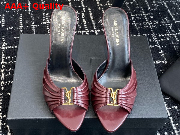 Saint Laurent Babylone Mules in Bordeaux Smooth Leather Replica