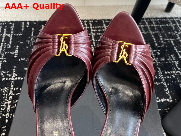 Saint Laurent Babylone Mules in Bordeaux Smooth Leather Replica