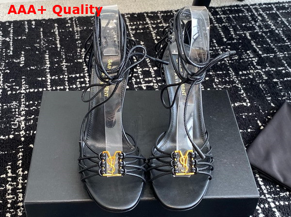 Saint Laurent Babylone Sandals in Black Smooth Leather Replica