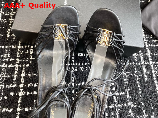 Saint Laurent Babylone Sandals in Black Smooth Leather Replica