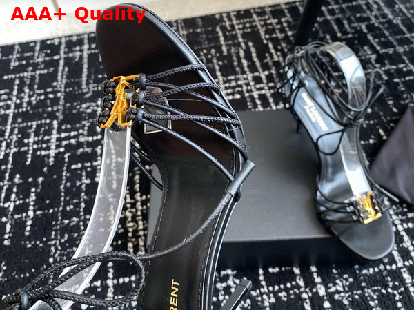 Saint Laurent Babylone Sandals in Black Smooth Leather Replica