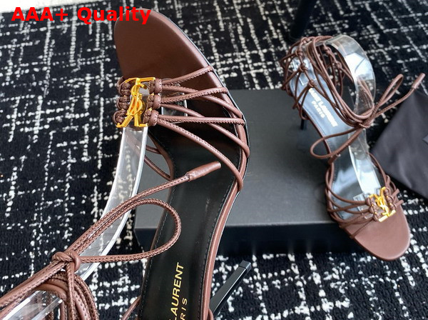 Saint Laurent Babylone Sandals in Cigare Smooth Leather Replica