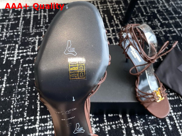 Saint Laurent Babylone Sandals in Cigare Smooth Leather Replica