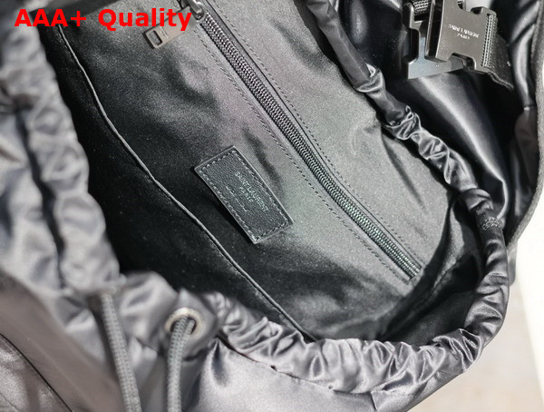 Saint Laurent Backpack in Econyl and Vegetable Tanned Leather Black Replica