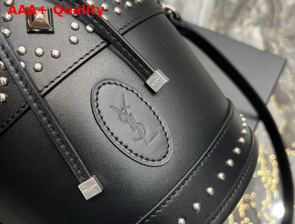 Saint Laurent Bahia Small Bucket Bag in Smooth Leather with Studs Noir Replica