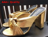 Saint Laurent Bianca Mules in Metallic Leather Gold Replica