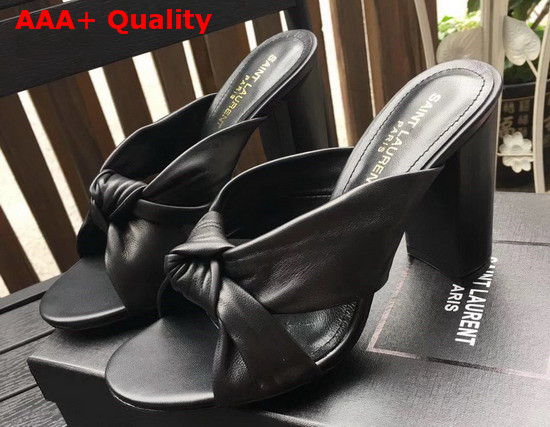 Saint Laurent Bianca Mules in Smooth Leather Black Replica