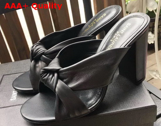 Saint Laurent Bianca Mules in Smooth Leather Black Replica