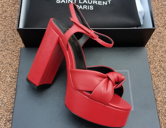 Saint Laurent Bianca Sandals in Smooth Leather Red Replica