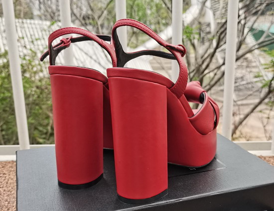 Saint Laurent Bianca Sandals in Smooth Leather Red Replica