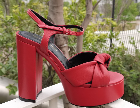 Saint Laurent Bianca Sandals in Smooth Leather Red Replica