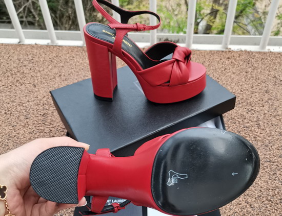 Saint Laurent Bianca Sandals in Smooth Leather Red Replica