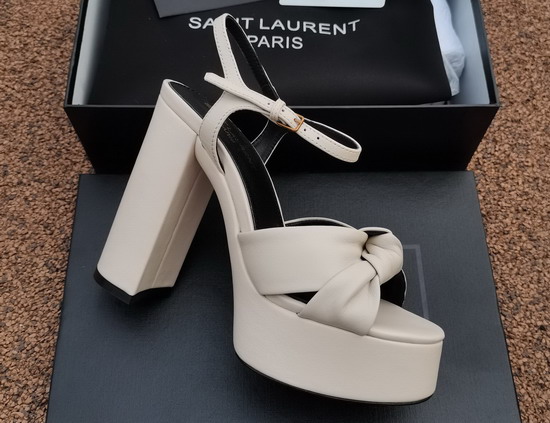 Saint Laurent Bianca Sandals in Smooth Leather White Replica