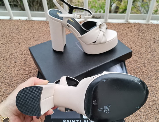 Saint Laurent Bianca Sandals in Smooth Leather White Replica