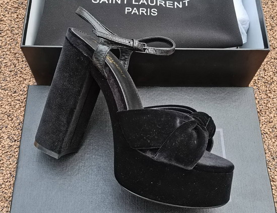 Saint Laurent Bianca Sandals in Velvet Black Replica