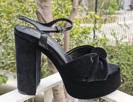 Saint Laurent Bianca Sandals in Velvet Black Replica