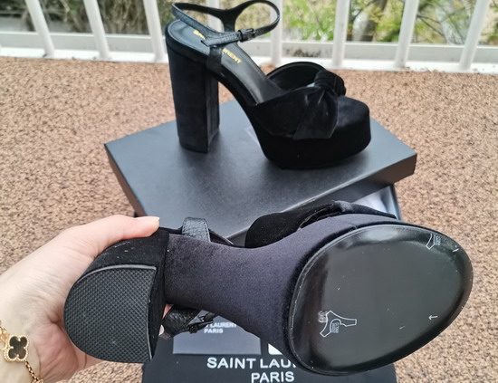 Saint Laurent Bianca Sandals in Velvet Black Replica