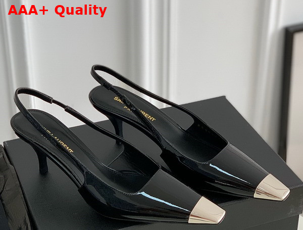 Saint Laurent Blade Slingback Pumps in Black Patent Leather Replica