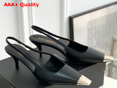 Saint Laurent Blade Slingback Pumps in Black Smooth Leather Replica