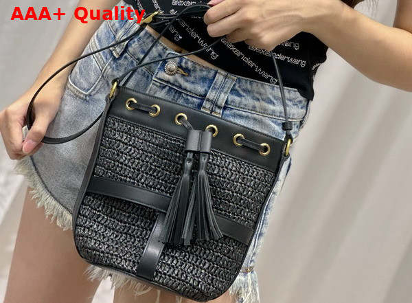 Saint Laurent Bucket Bag in Black Raffia Replica