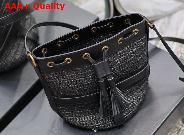 Saint Laurent Bucket Bag in Black Raffia Replica