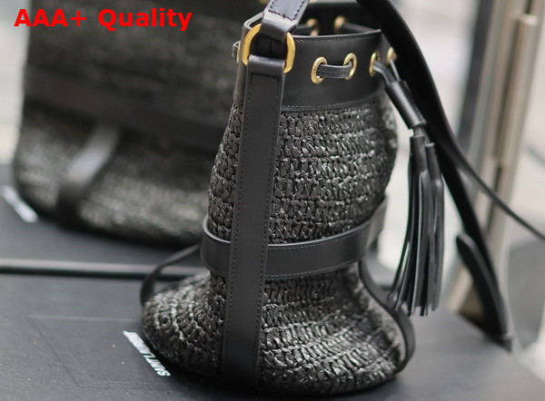 Saint Laurent Bucket Bag in Black Raffia Replica