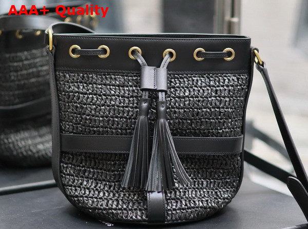 Saint Laurent Bucket Bag in Black Raffia Replica