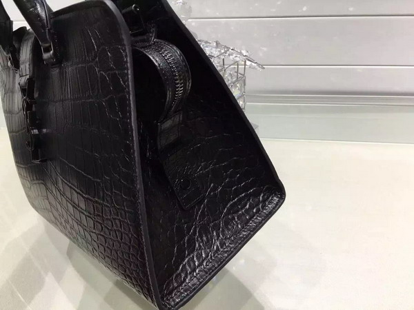 Saint Laurent Cabas Bag in Black Crocodile Embossed Leather for Sale