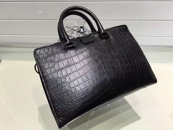 Saint Laurent Cabas Bag in Black Crocodile Embossed Leather for Sale