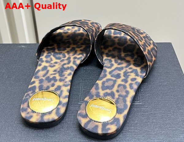 Saint Laurent Carlyle Slides in Leopard Grosgrain Manto Naturale Replica