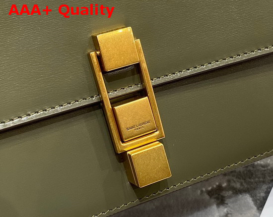 Saint Laurent Carre Satchel in Khaki Green Smooth Leather Replica