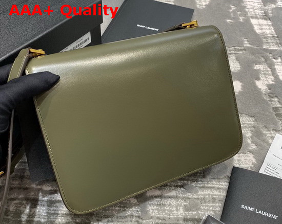 Saint Laurent Carre Satchel in Khaki Green Smooth Leather Replica