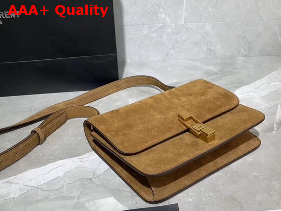 Saint Laurent Carre Satchel in Moka Suede Replica