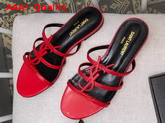 Saint Laurent Cassandra Flat Sandals in Red Patent Leather Replica