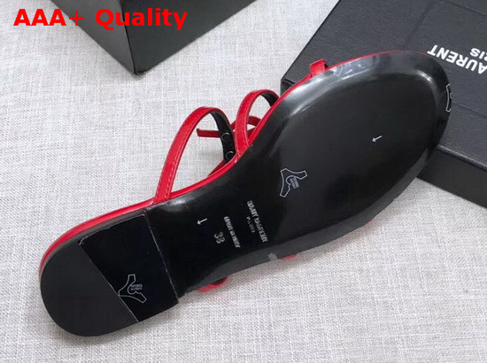 Saint Laurent Cassandra Flat Sandals in Red Patent Leather Replica