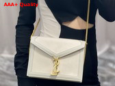 Saint Laurent Cassandra Medium Chain Bag in Blanc Vintage Smooth Leather and Canvas Replica