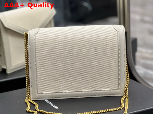 Saint Laurent Cassandra Medium Chain Bag in Blanc Vintage Smooth Leather and Canvas Replica