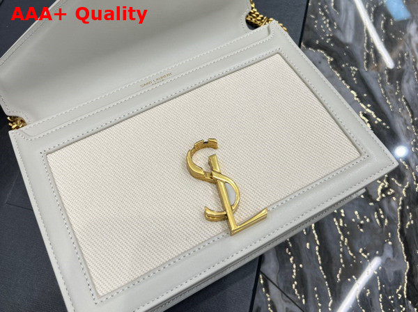 Saint Laurent Cassandra Medium Chain Bag in Blanc Vintage Smooth Leather and Canvas Replica