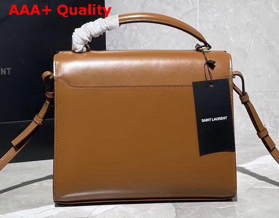 Saint Laurent Cassandra Medium Top Handle Bag in Brick Smooth Leather and Suede Replica