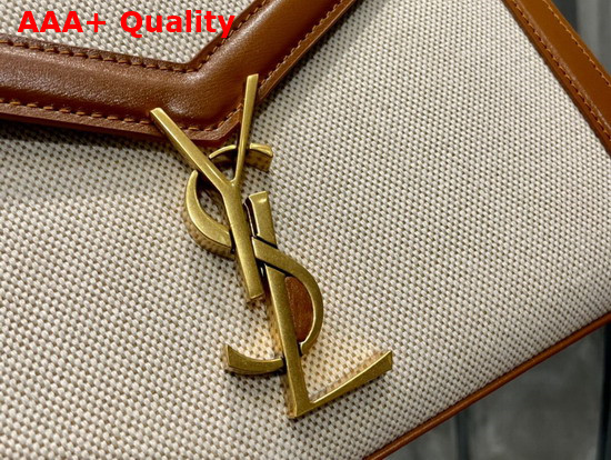 Saint Laurent Cassandra Medium Top Handle Bag in Canvas and Leather Natural Beige Brick Replica