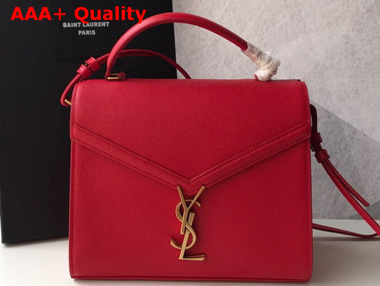 Saint Laurent Cassandra Medium Top Handle Bag in Red Grain De Poudre Embossed Leather Replica