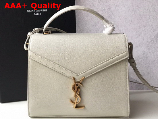 Saint Laurent Cassandra Medium Top Handle Bag in Vintage White Grain De Poudre Embossed Leather Replica