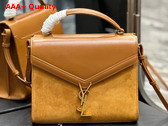 Saint Laurent Cassandra Medium Top Handle in Tan Box Saint Laurent Leather and Suede Replica