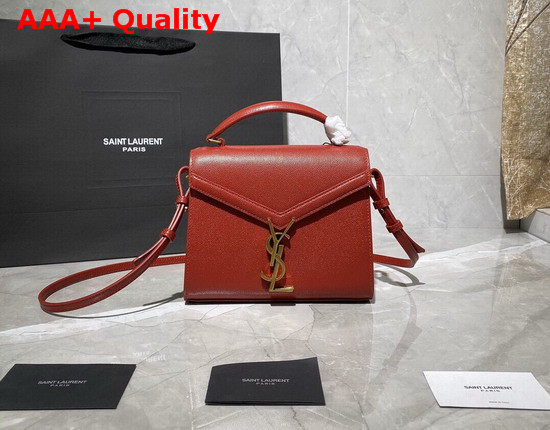 Saint Laurent Cassandra Mini Top Handle Bag in Eros Red Grain De Poudre Embossed Leather Replica