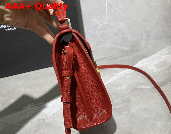 Saint Laurent Cassandra Mini Top Handle Bag in Eros Red Grain De Poudre Embossed Leather Replica