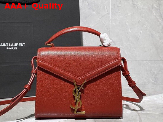 Saint Laurent Cassandra Mini Top Handle Bag in Eros Red Grain De Poudre Embossed Leather Replica